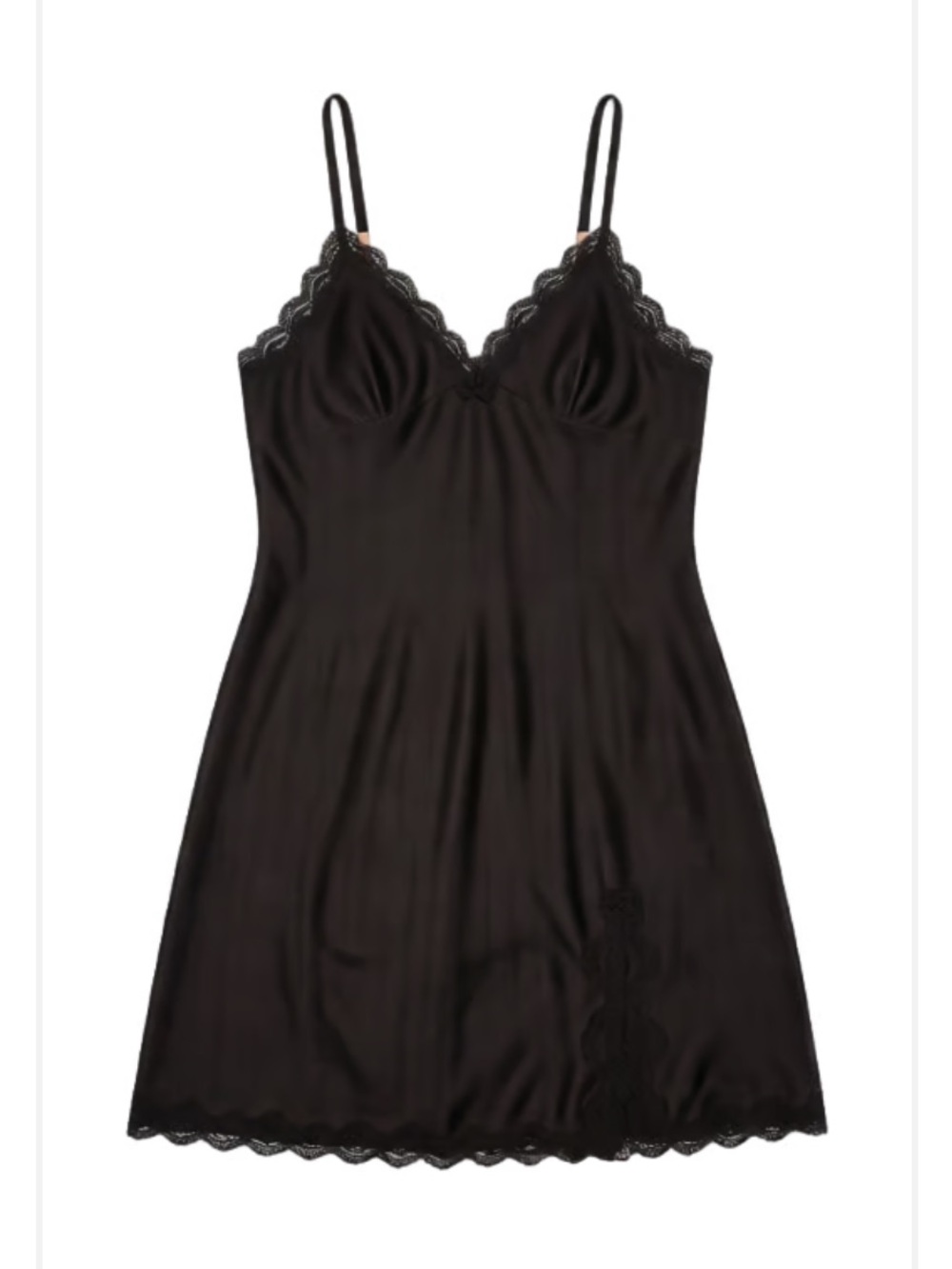 VS Black Silk Lace-Trim Slip